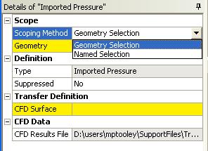Imported Loads: Details panel There are two Scoping Methods for imported loads Geometry Selection: