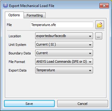 Manual 1-way Mapping Export the load file from CFD-Post using File > Export > Export Mechanical Load File For Stress, Heat Flux and HTC the load file will contain SFE commands to apply loads via the
