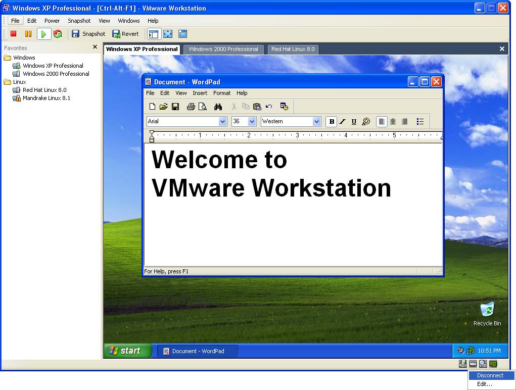 CHAPTER 5 Running VMware Workstation Overview of the VMware Workstation Window Think of your VMware Workstation virtual machine as a separate computer that runs in a window on your physical