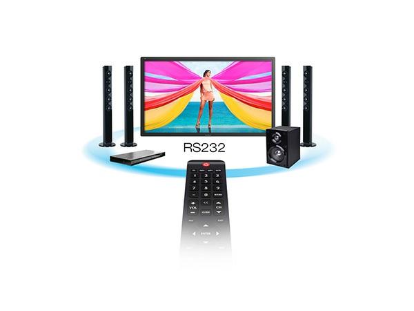 Control Multiple Devices RS232 IR pass-through offers local control for set-top boxes, and other RS232 connected devices, directly with the display s remote controller.