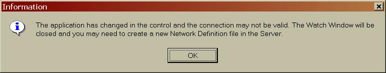 When the download is complete, another warning box will appear that tells the user, the ServLink Network Definition file will no longer be valid.
