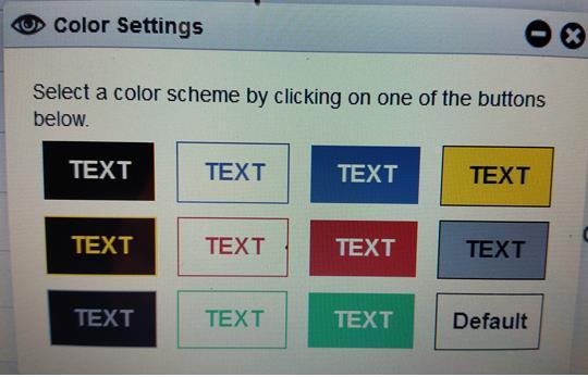 Color Settings Color Settings To change Kurzweil background color options, click on the tools icon dropdown under