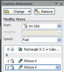 On the Ribbon, click on the Animations tab. In the Animations group, click on the Custom Animation button. Click on the Add Effect button in the Custom Animation pane.