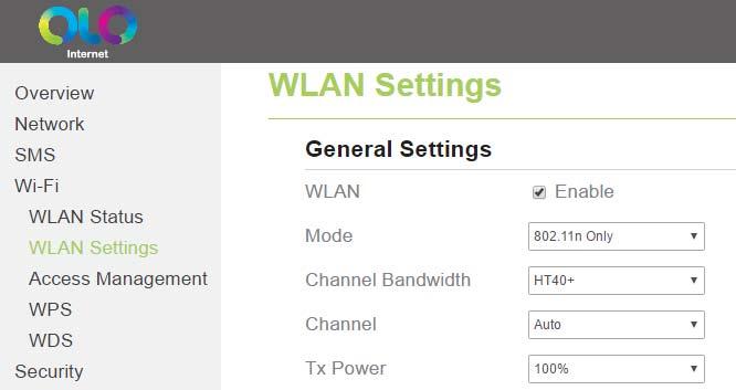 4 Wi Fi 4.1 WLAN Setting This function enables you to configure the Wi Fi parameters. 4.1.1 Setting General Parameters To configure the general Wi Fi settings, perform the following steps: 1.