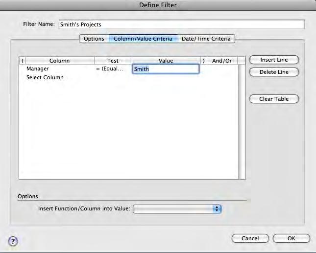 Tutorial 7: Filtering & Sorting 13. Click OK to create the filter and close the Define Filter dialog.