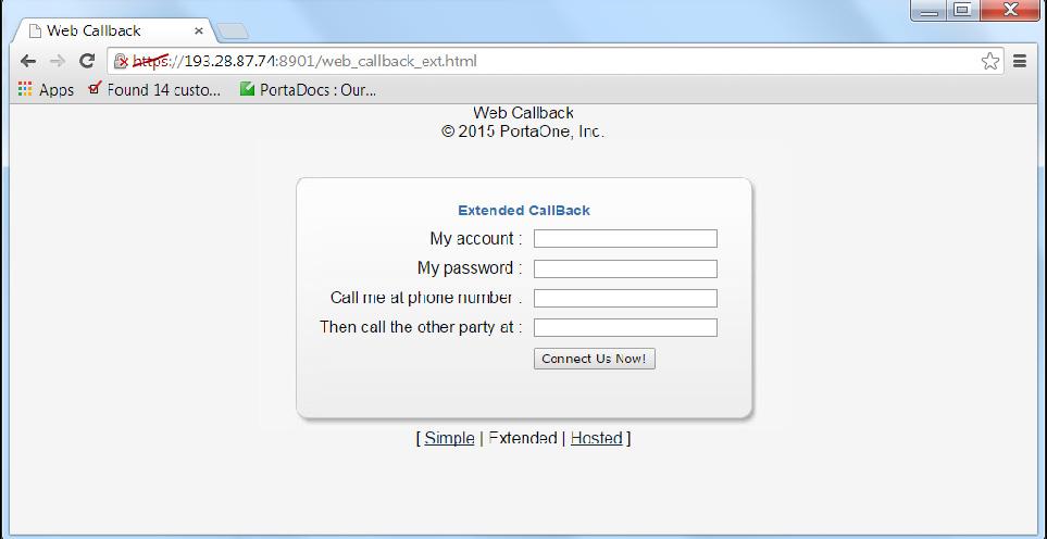 Porta SIP Callback Principle The user provides his account ID (PIN) and the phone number. The second number is pre-defined in the application configuration.