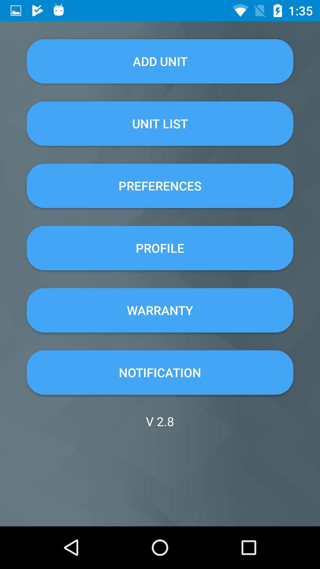 Preferences: Configures your unit s and app s preferences.