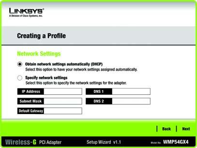 Setting Up the Adapter with Manual Setup Click Manual Setup on the Available Wireless Network screen to set up the Adapter manually. 1.