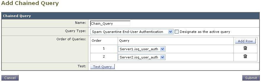 From the LDAP Server Profiles page, click Advanced. Click Add Chained Query. Enter a name for the chain query. Select the query type.