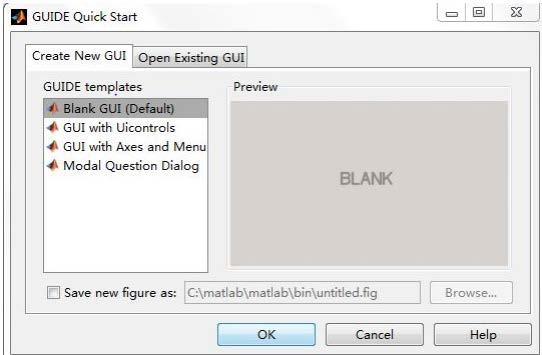 Fig.1 GUI interface design Select the first item in the pop-up window, Blank GUI options, click OK to enter the graphical user interface layout editing interface to design the required system