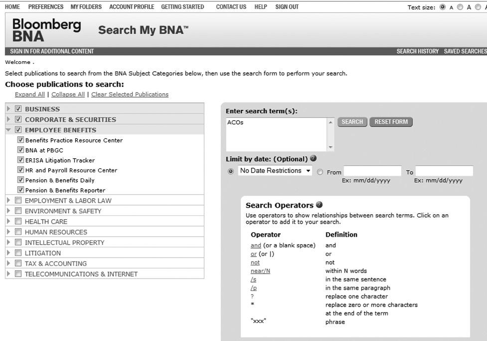SEARCH MY BNA Search across all Bloomberg BNA products registered under a User Name and Password. SEARCH MY BNA only displays if you subscribe to more than one Bloomberg BNA product.