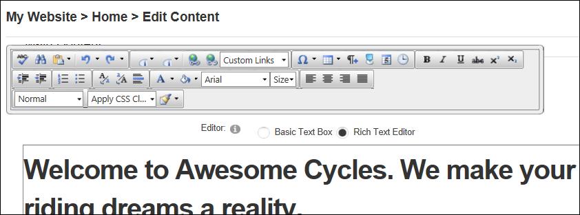 Note: Users must click inside the Editor to make the toolbar visible.