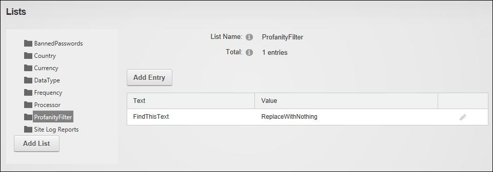 2. Click the OK button to confirm Managing the Profanity List How to create and manage a list of replacement words for the Host site.