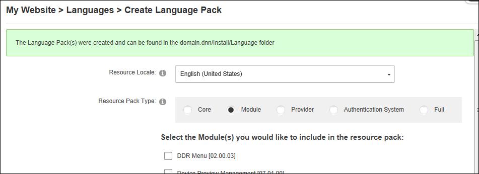 Creating a Provider Language Pack How to create a provider language pack using the Languages module. Restricted to SuperUsers. 1.