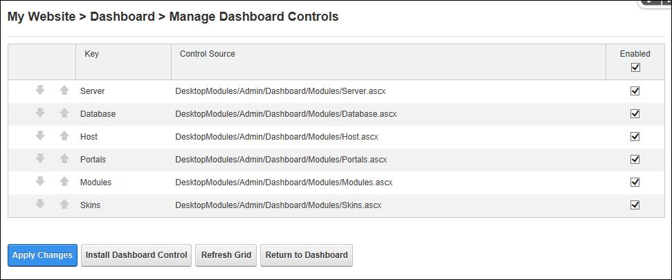 To install a new control, click the Install Dashboard Control button and complete the installation wizard.