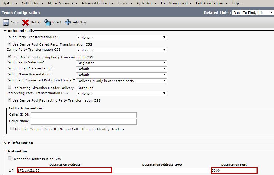 Configure the SIP Trunk Security Profile and SIP