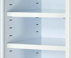 shelves supplied per cupboard Adjustable at 50mm increments Removable dividers 100mm high & adjustable at 25mm increments assist with the segregation of items (16 supplied