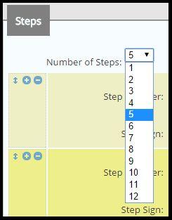 Figure 19: Drop down menu to add an additional step to the default 4. b. Change the name of the steps i. Step (0) to INTRODUCTION ii. Step (1) to YOUR INFORMATION iii.