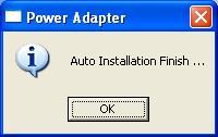 Step 3: The following screen will pop-up when the Power Adaptor Utility is successfully