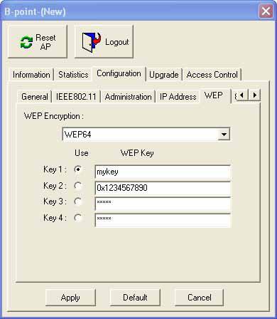 WEP: If data transmission with high security is required on your network, it is recommended that the WEP encryption be used.