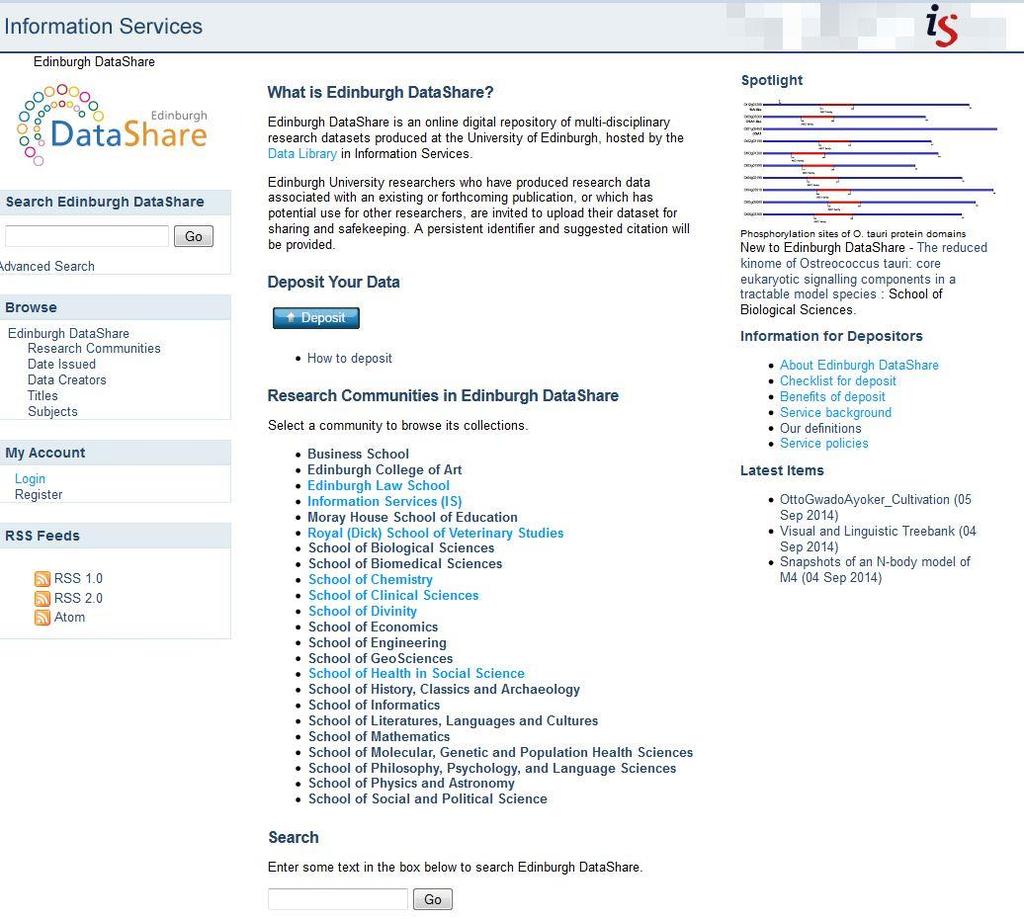 Edinburgh DataShare Edinburgh DataShare is an online