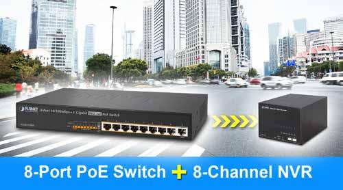 Perfectly Integrated Solution for IP Camera and NVR System Different from the general IT industrial Switch which usually comes with 12 or 24 ports, the provides eight 802.3af / 802.