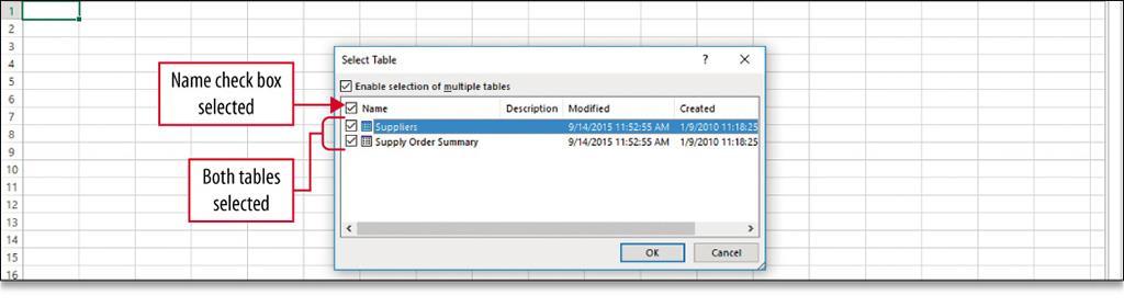 Create a PivotTable from a Data Model The database contains two tables Suppliers and