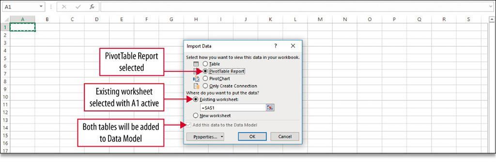 Create a PivotTable from a Data Model The two tables will not be added to the Excel workbook.