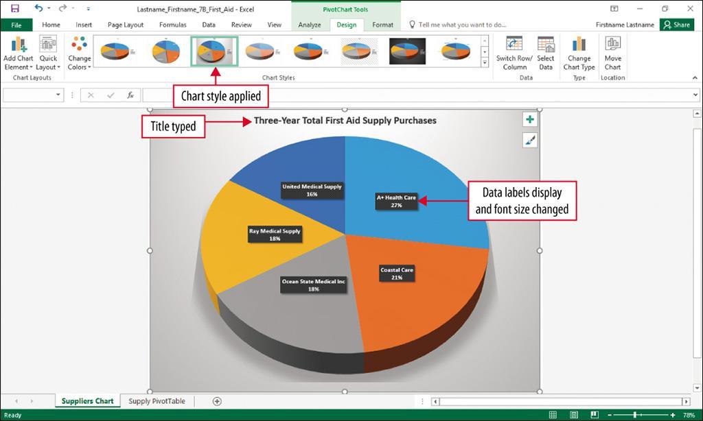 Create and Format a 3-D Pie PivotChart You can format a