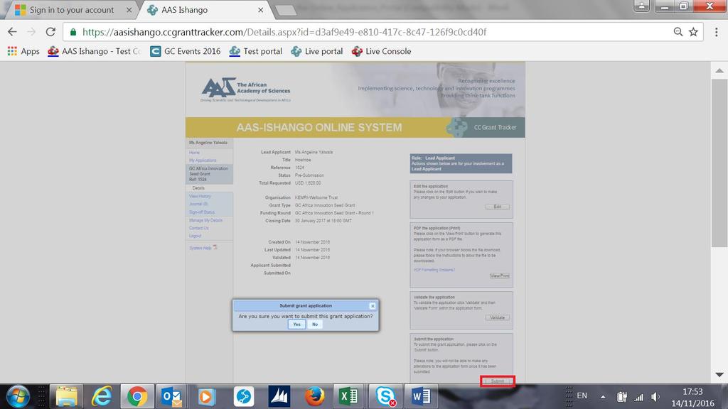 Yu are nw redirected t the applicatin Details page.