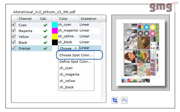 3. Summary Accessing and Using the Client Interface from a Browser 3. Click in the Color column of the channel and select Choose Spot Color from the displayed dropdown list.