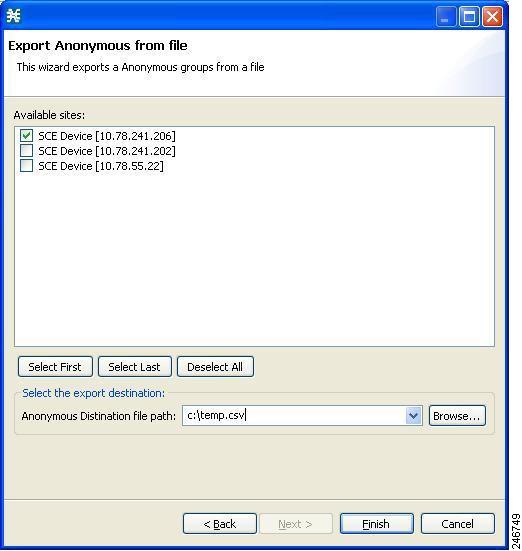 Exporting Information on Subscribers of an Anonymous Group to CSV File The Export Anonymous Groups from File dialog box appears.