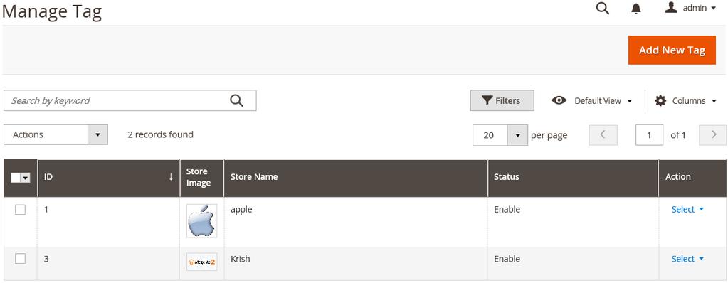 Manage Tags: Manage tags allows admin to assign stores to each tag. This would display tags on frontend and user can filter the stores using tags.