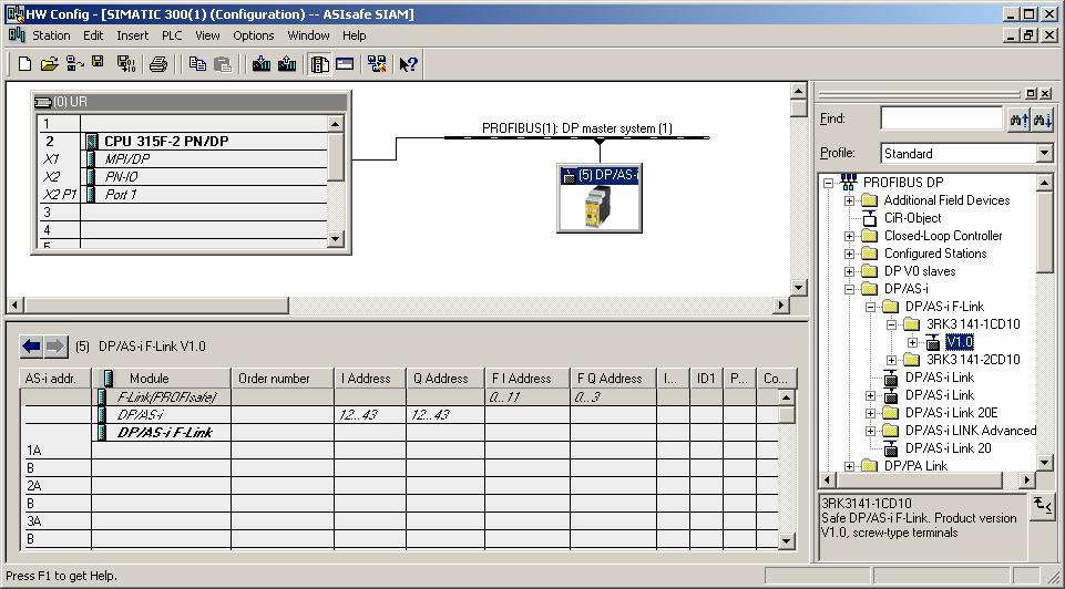 Introduction 2.4 Configuration of DP / AS-i F-Link 2.4.1 Configuring the PROFIBUS DP master system Configure DP/AS-i F-Link as a modular PROFIBUS DP slave in HW Config of the PROFIBUS DP master.