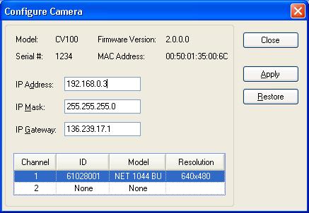 2. Installation 2.6.2 Configure Camera TCP/IP (1) Ensure that your camera and Controller are connected to the same switch or hub and that the SPEL Controller TCP/IP subnet is 192.168.