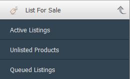List for Sale The List for Sale module allows access to the listing tool ecomlister. The Active Listings section is where you manage the live listings you currently have in the system.
