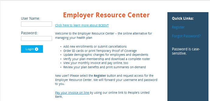 Click LOGIN TO THE EMPLOYER RESOURCE CENTER 2.