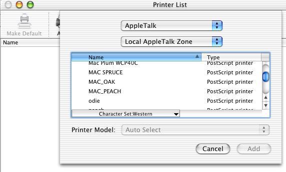 7. After closing the Printer Information window, the Printer List screen appears, and printing using the new device is available. Note: The default printer is listed in bold print.