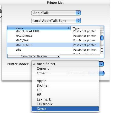 In this example the AppleTalk name of the printer is