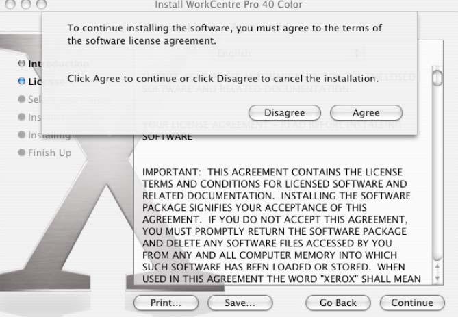 5. If you agree to the terms of the Software License Agreement, click