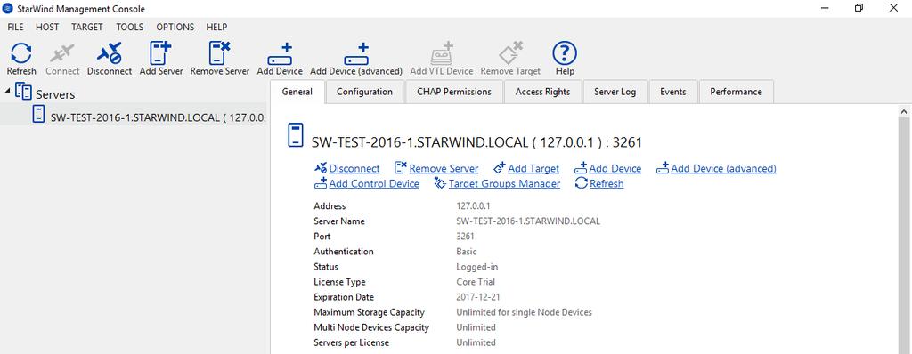 Configuring Shared Storage 19. Launch StarWind Management Console by double-clicking the StarWind tray icon. NOTE: StarWind Management Console cannot be installed on a GUI-less OS.