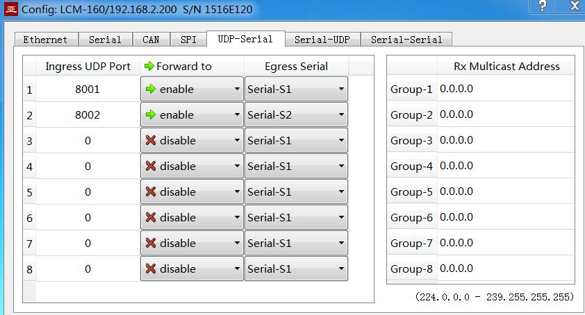 6.3.3 Parameter configuration Set the UDP to serial port.