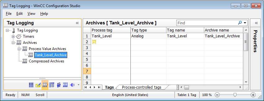 Archiving and displaying values 6.5 Creating Process Value Archive Result You have created the "Tank_Level_Archive" process value archive.