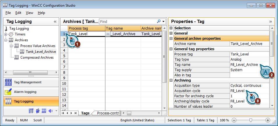 Archiving and displaying values 6.6 Editing the process value archive 6.