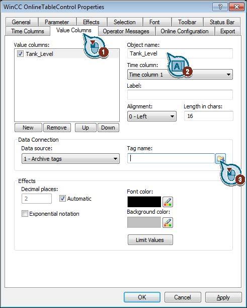 Archiving and displaying values 6.7 Configuring the Process Screen 3.
