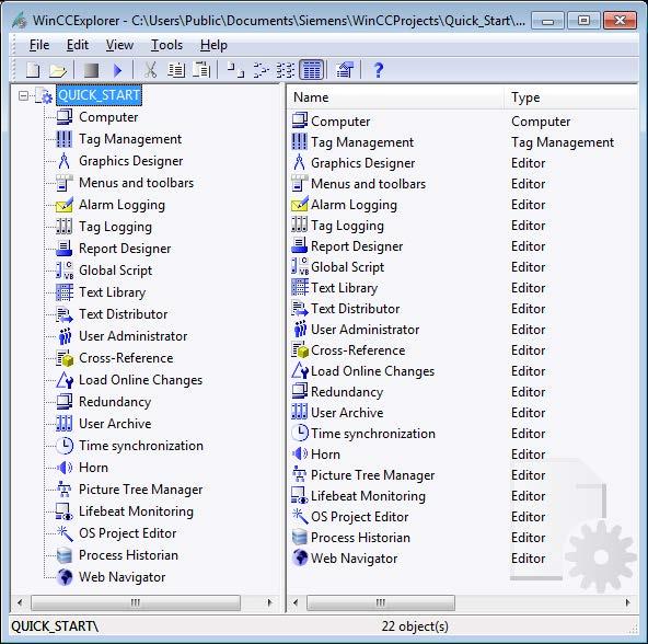 Creating a project 3.3 Creating the "Quick_Start" project Result You have created the "Quick_Start" project. The project is opened in the WinCC Explorer.