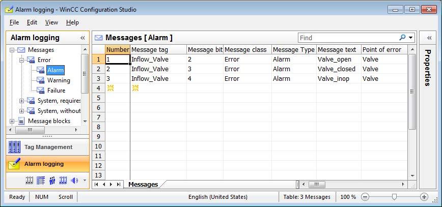 Configuring messages 8.5 Configuring bit messages 4. Create two additional bit messages in the same way. To do this, click in the next free line of the "Number" column in the table area.