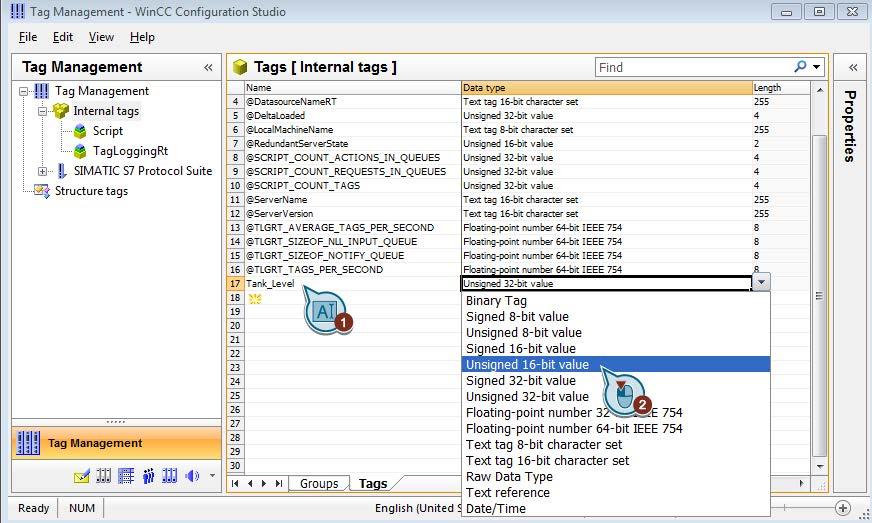 Configure communication 4.9 Creating Internal Tags 4.9 Creating Internal Tags Introduction The following steps will show you how to create an internal tag and determine its properties.