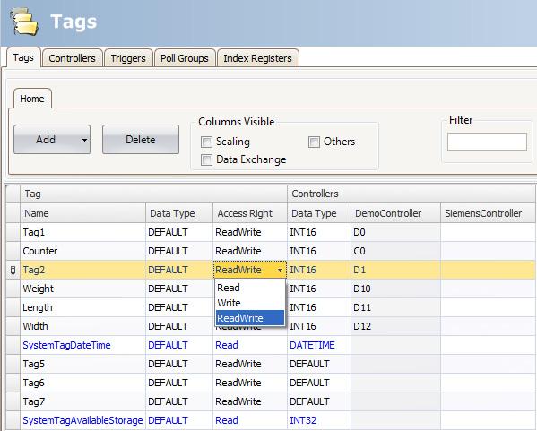 Adding Tags Section 4 Tags Removing Unused Tags Clicking the Add Tag/Add System Tag button adds a new tag to the list. Make settings for each added tag.