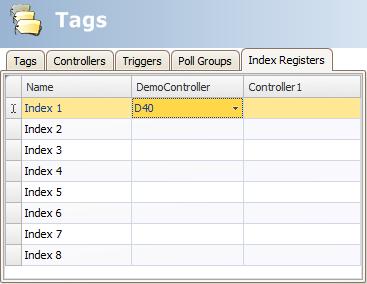 Index Registers Section 4 Tags Which tags to useforindexingaredefined on the Index Registers tab of the tags configuration page.